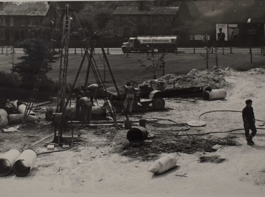 The college being built in the 1960s. Out Risbygate is in the background.