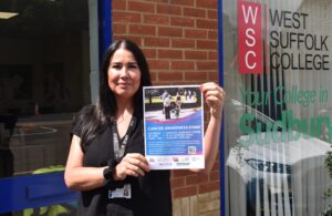 Tina from West Suffolk College centre in Sudbury is hosting a free cancer awareness event on 28 June 2025