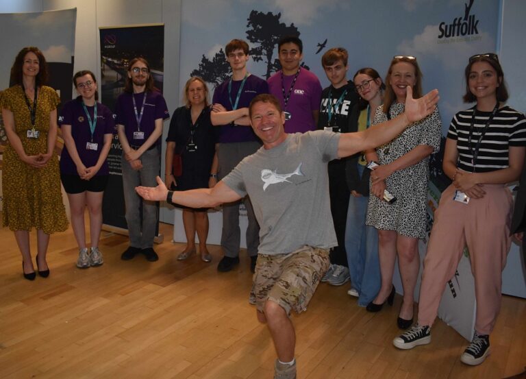 Steve Backshall with One Sixth Form College Green Ambassadors