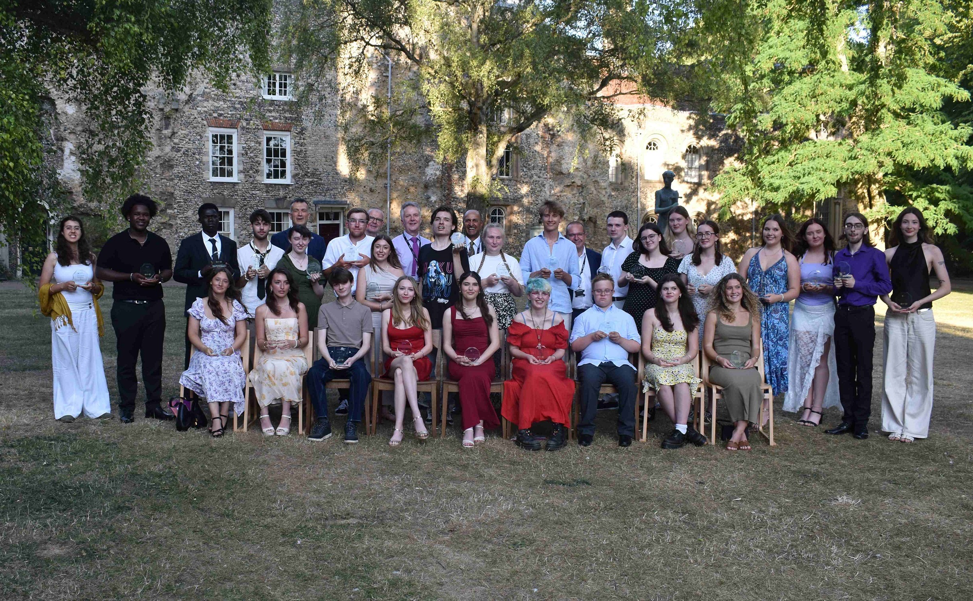 All winners at the Eastern Education Group's celebration of achievement 2025 - outside the cathedral in Bury St Edmunds