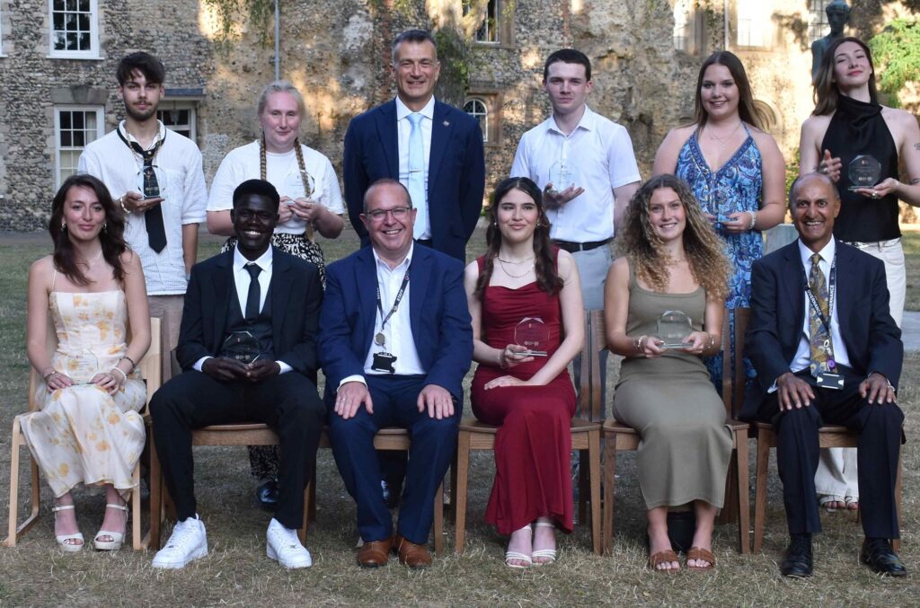 All West Suffolk College winners outside the cathedral in Bury St Edmunds