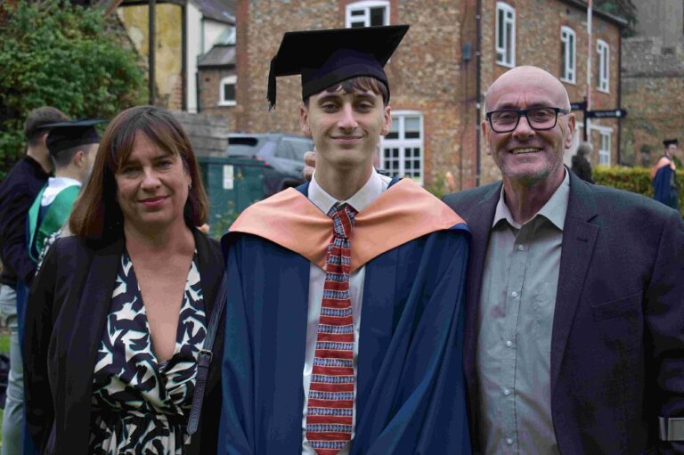 Harry Bentley (centre) with his mum and dad at the annual Eastern Education Group's graduation ceremony