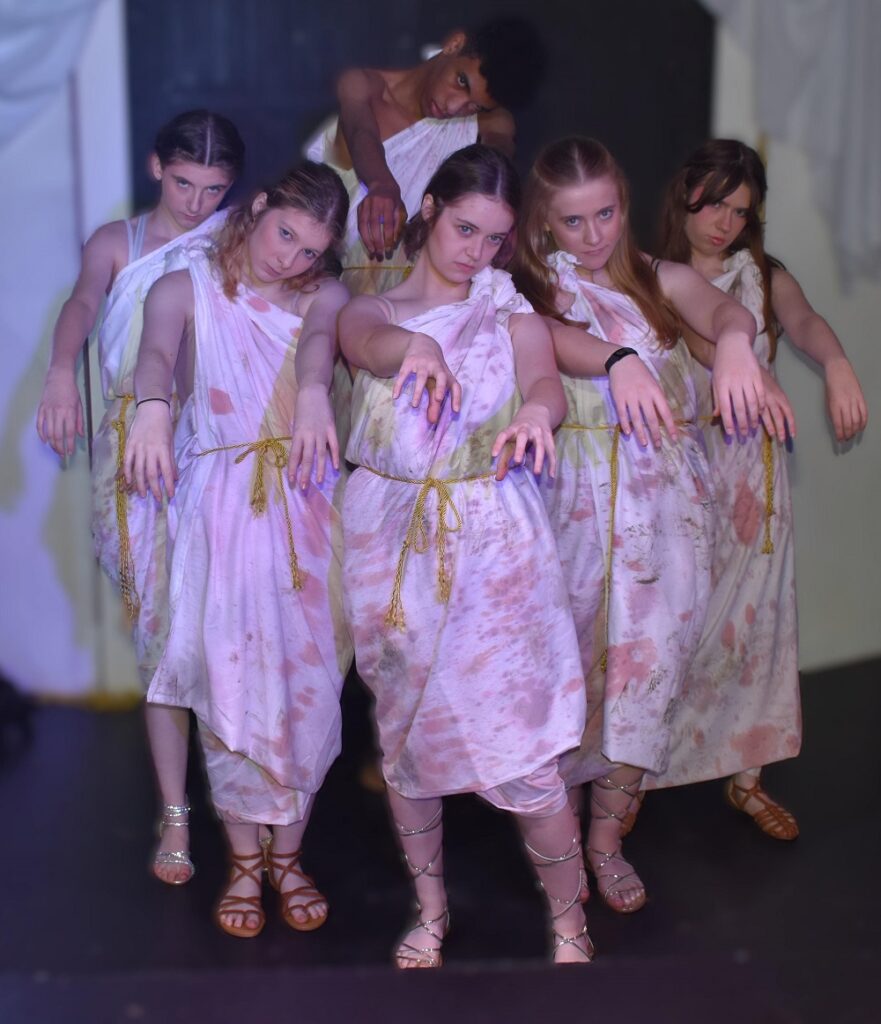 Some of the cast from Olympiaganza in rehearsal at West Suffolk College