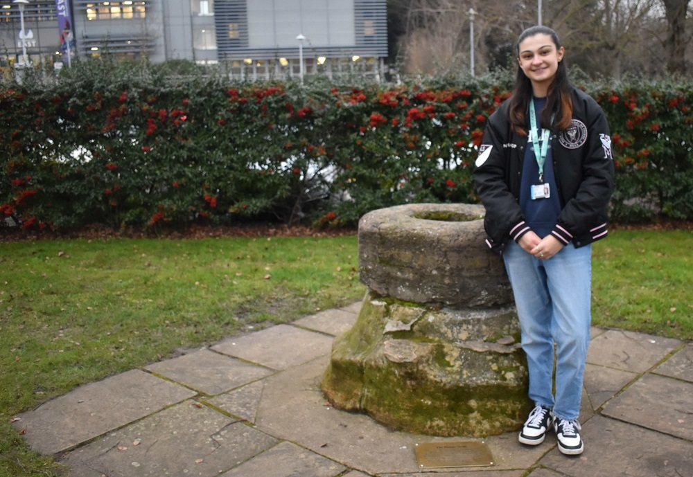 Gemma Davinson from West Suffolk College is a student ambassador and was at the plague stone sign handover in Bury St Edmunds.