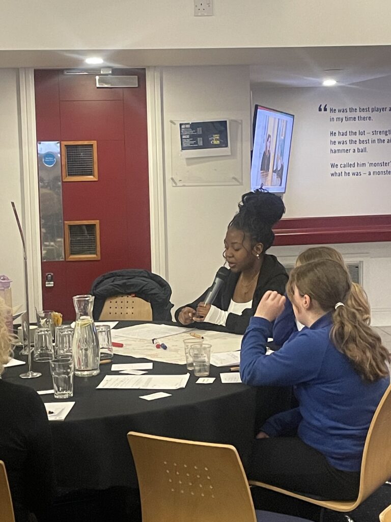 Students working on the public health report project