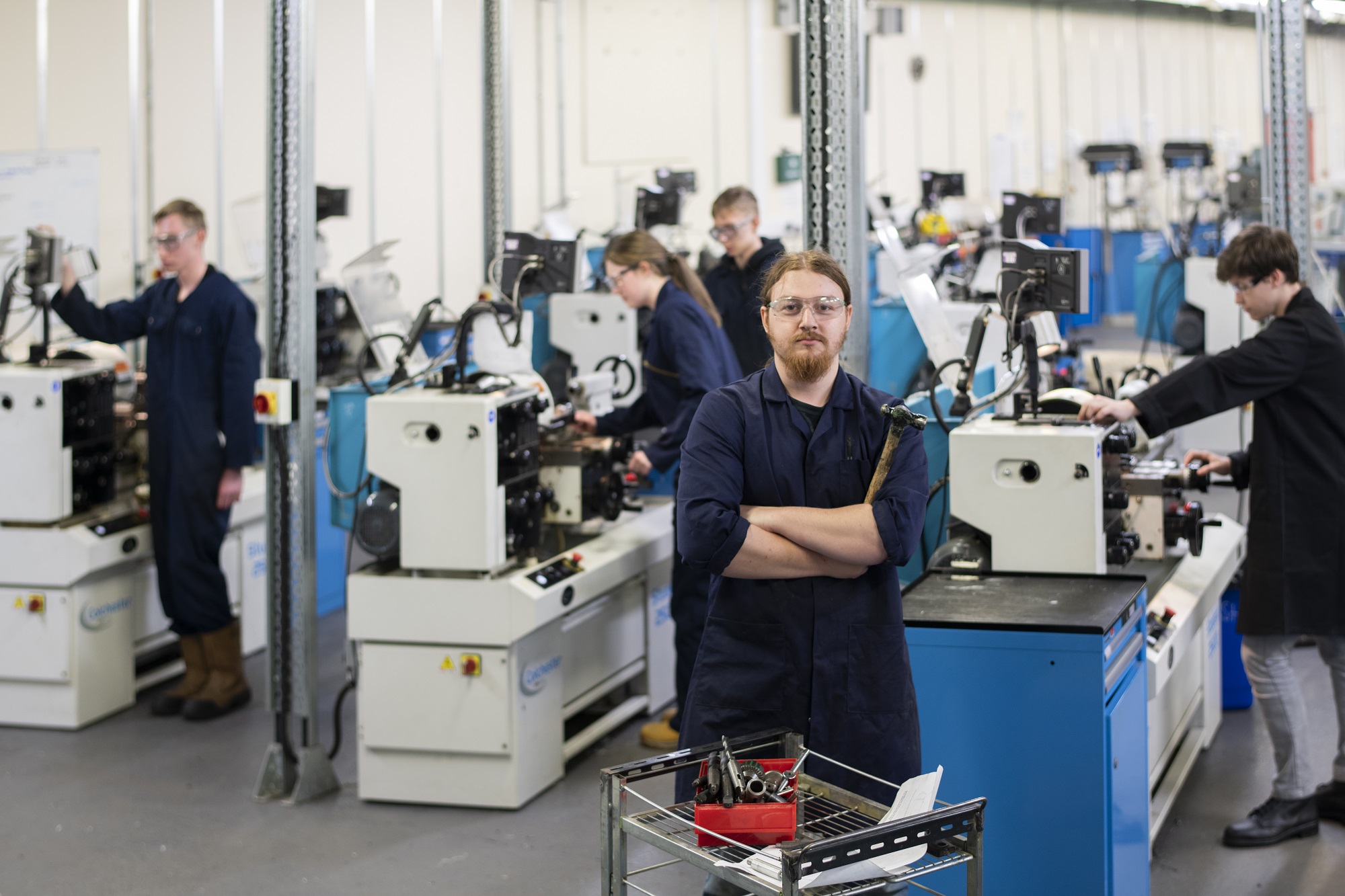 Engineering students in a workshop