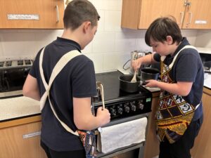 Students cooking at Chalk Hill