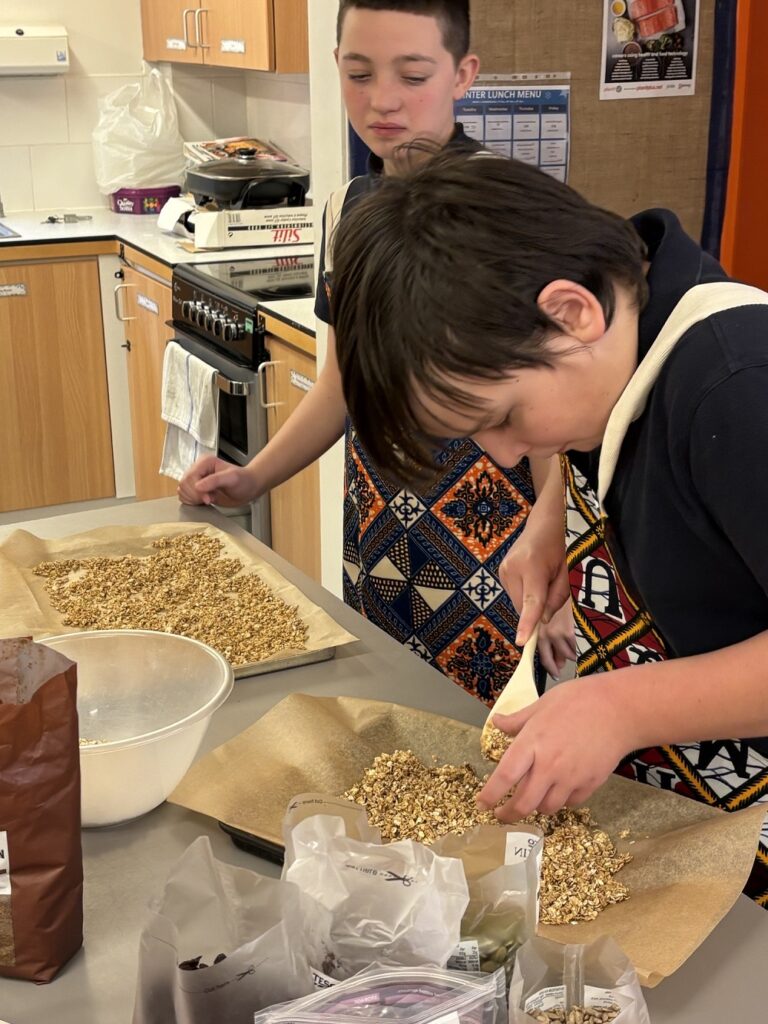 Student cooking at Chalk Hill