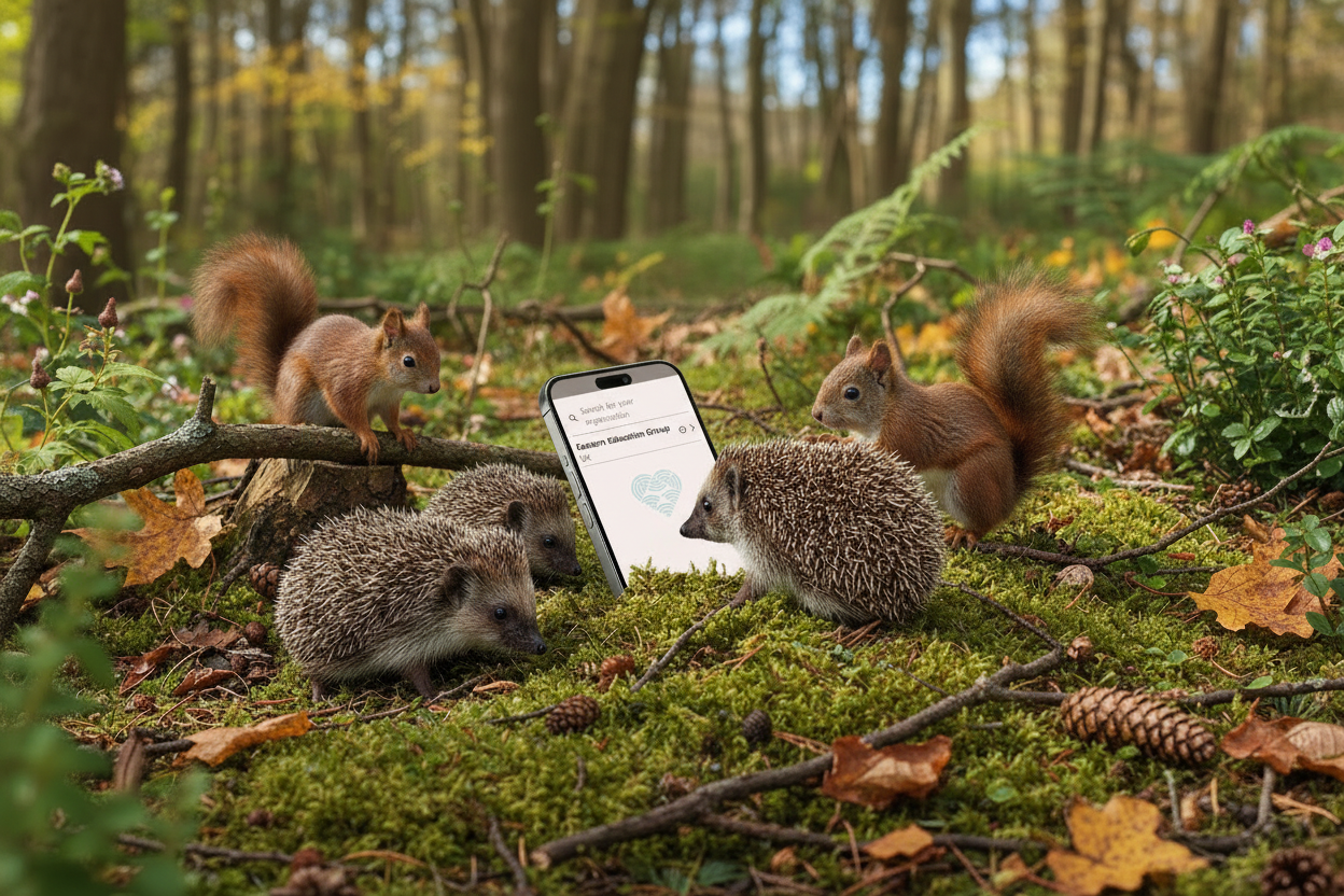 Hedgehogs and red squirrels enjoying connecting to eduroam wifi