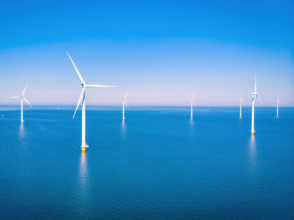 Wind turbine from aerial view