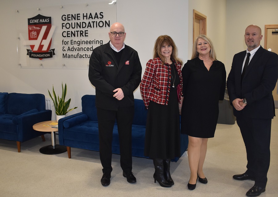 Andrew Ward and Kathy Looman from Gene Haas with Laraine Moody (Eastern Education Group) and Warren Thomas - CEO of Gloucestershire Engineeriing Training at ceremony