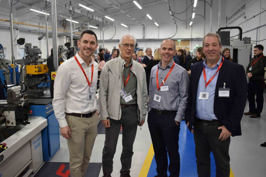 Representatives from Videndum - formally Vintens - inside the new Gene Haas Manufacturing Centre where Vintens was based