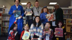 Duke of Lancaster school at the library in Fakenham celebrating World Book Day