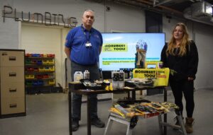 Duncan Barnes and Alice King from Eastern Education Group - Alice received a £1k bursary thanks to support from The Worshipful Company of Plumbers and Monument Tools.