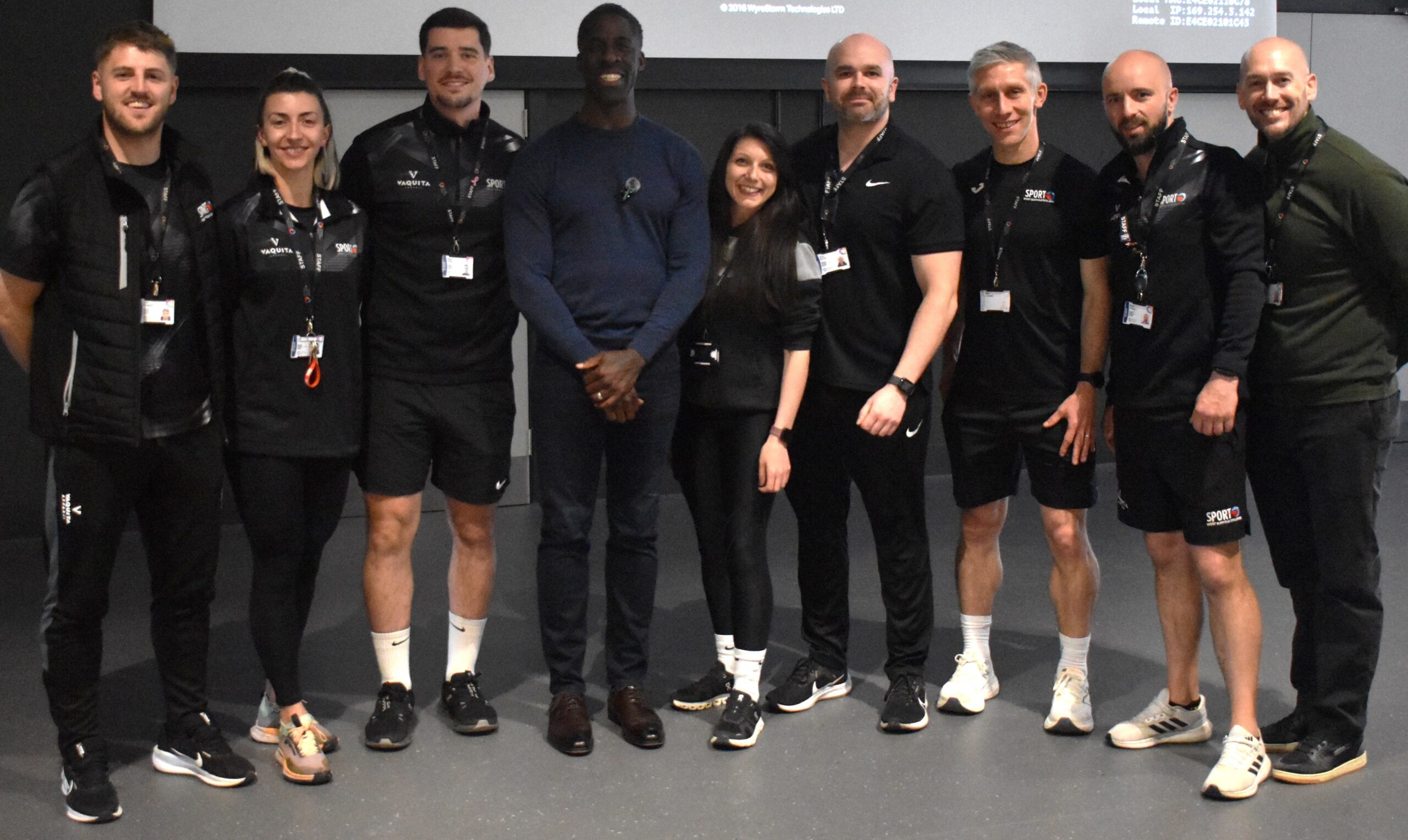 2 Eastern Education sports staff with Dwain Chambers scaled