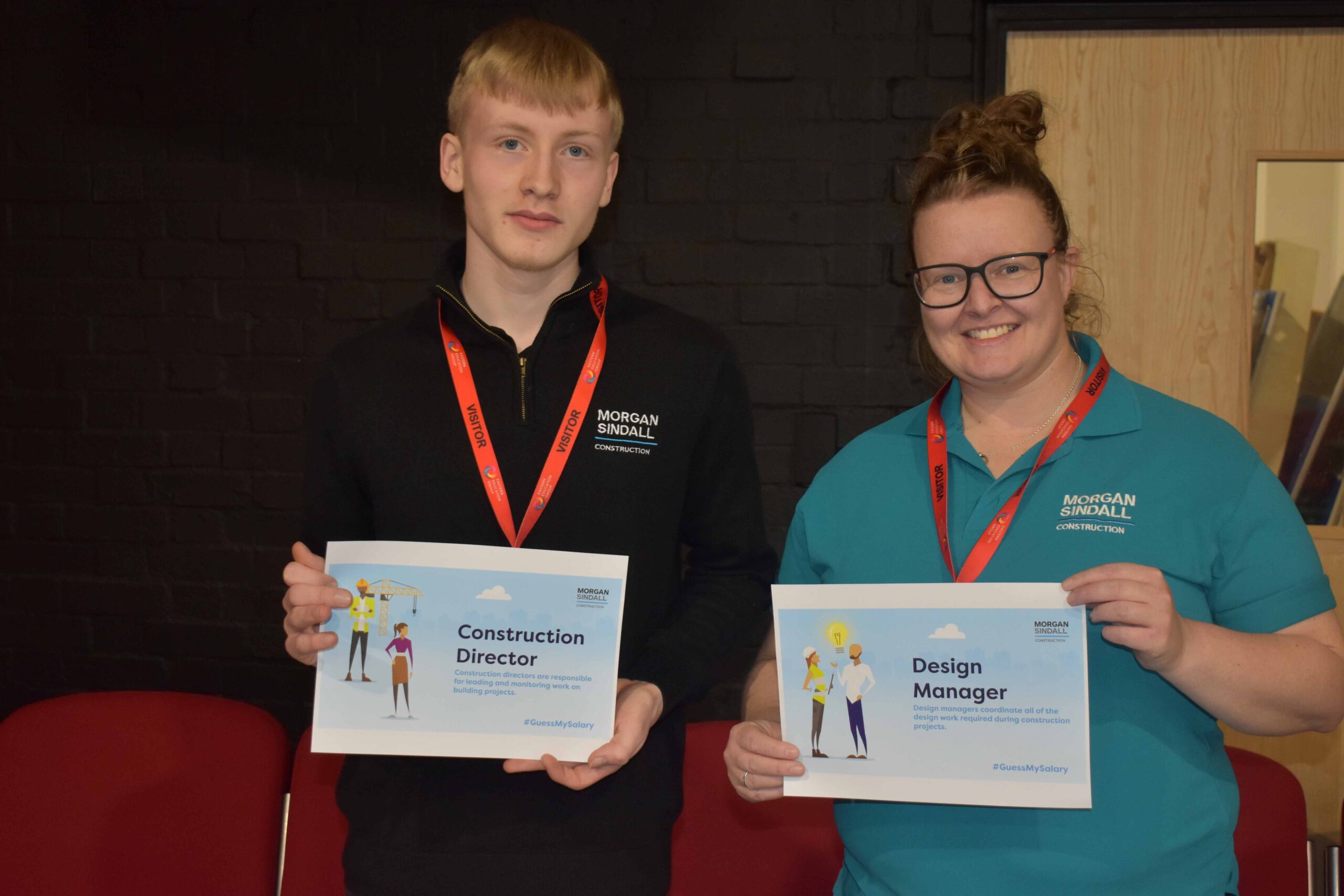 4 Nicola Biggs and Archie Hoxey from Morgan Sindall promoting construction careers to year 8s scaled