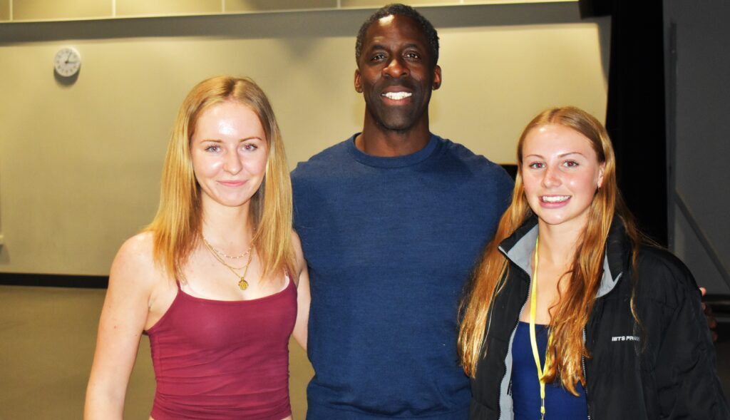 6 Madeleine Butcher and Isobel Moore got gained alot from a talk given by Dwain Chambers at Abbeygate Sixth Form College