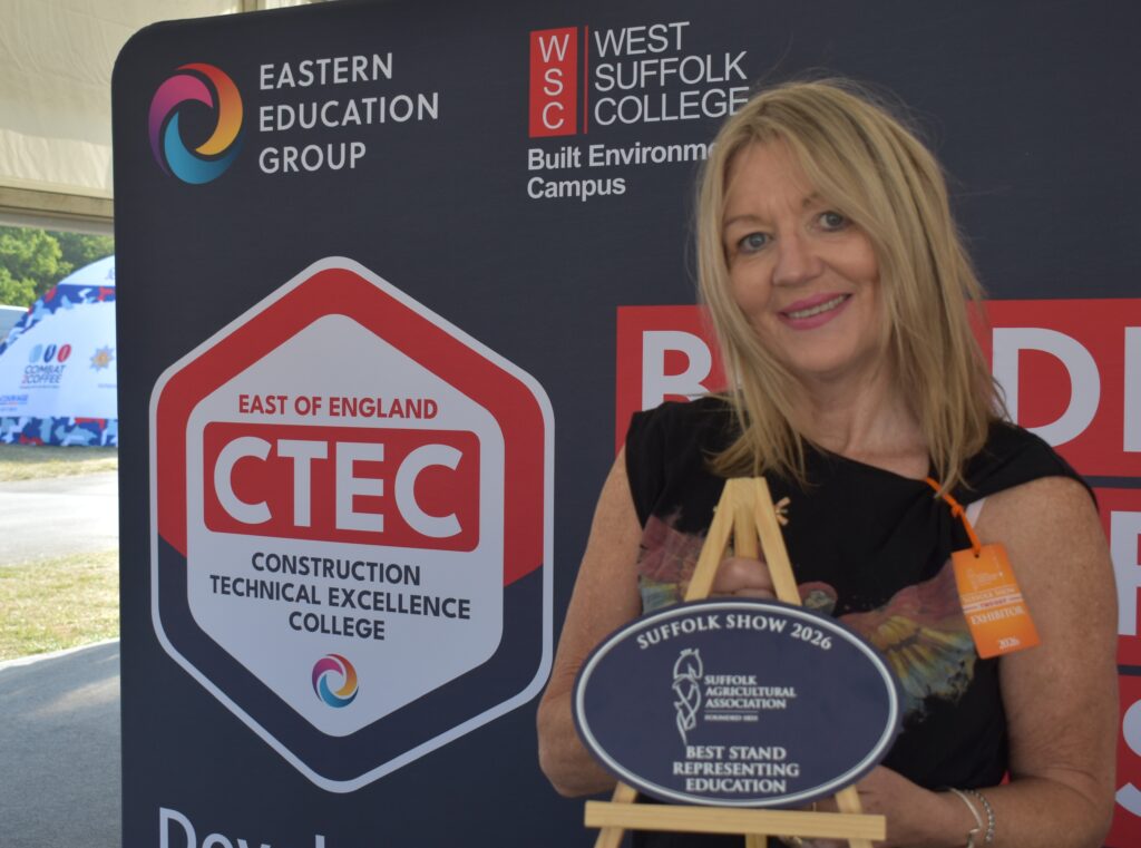 1 Carrie Edwards from Eastern Education Group with her award for best educational stand at the Suffolk Show