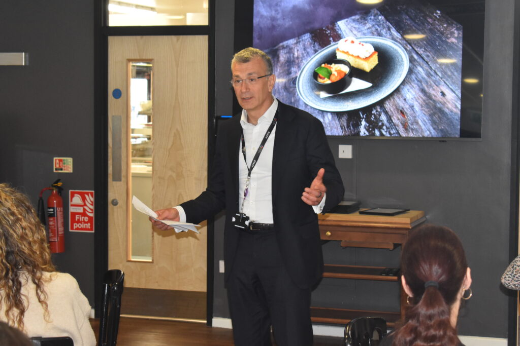 1 Dr Nikos Savvas OBE DL thanks long serving staff members during a lunch given to them to say thank you