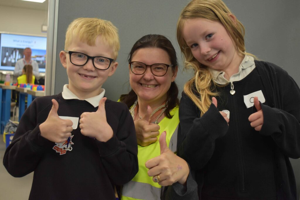 Two colleges collaborate by creating ‘unique’ careers event for kids 9 4 Mckenzie Miss Sawyer and Charlotte from Roman Hill at the careers event for kids in Lowestoft
