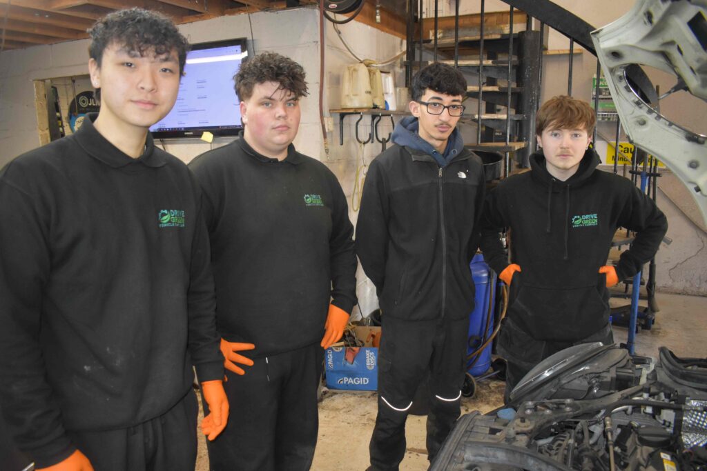 4 William Bradley Ahmet and Leo from West Suffolk College have all ben given work experience at Drive Green Vehicle Services in Haverhill