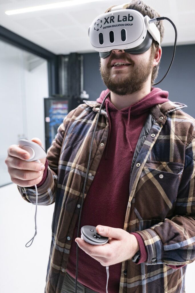 Advice and Guidance 12 A man with virtual reality goggles on