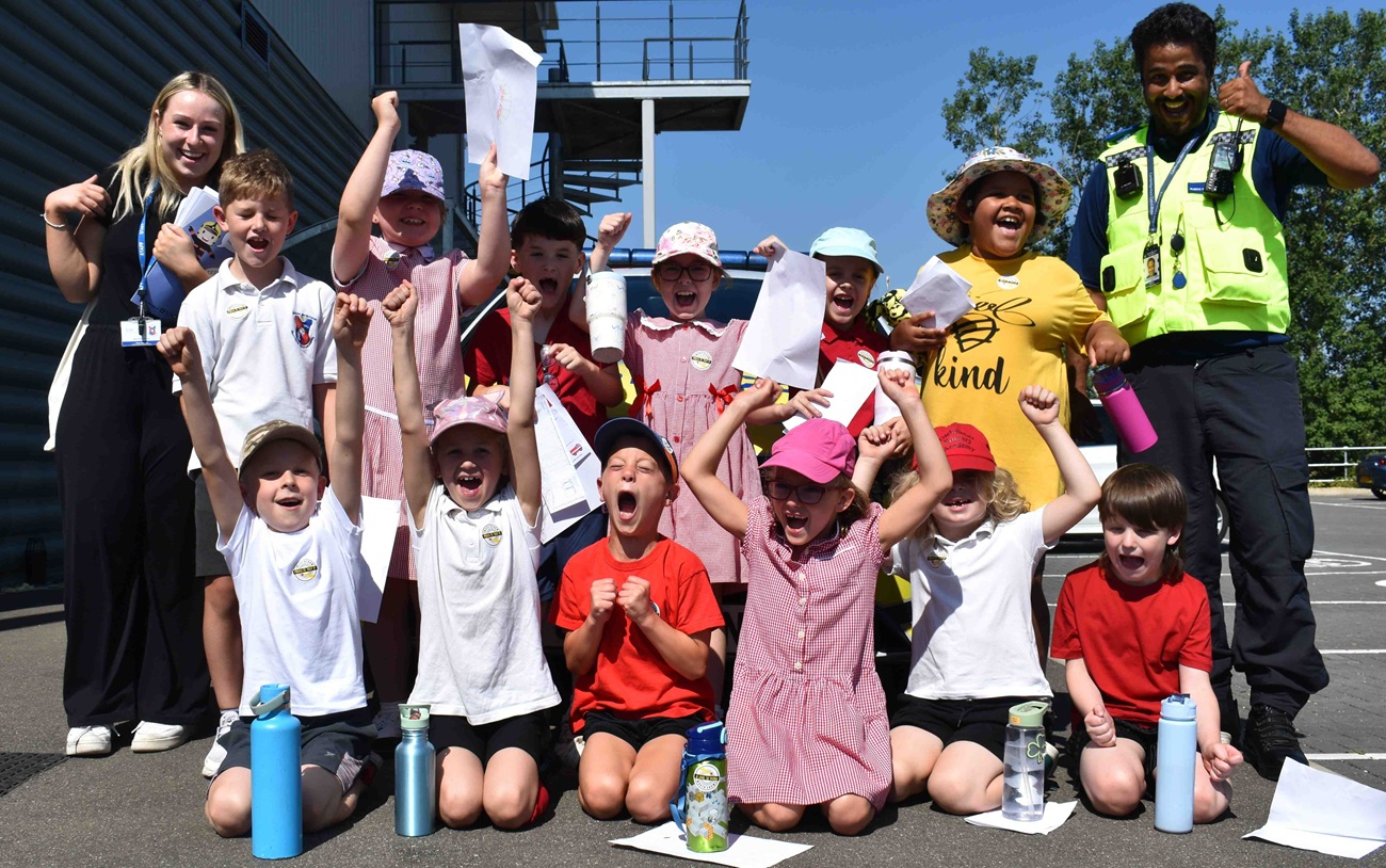 Cambridgeshire training centre gives over 150 primary school children a window into the world of work - Skills Escalator Day 1 A group from Glebelands having fun times learning about life as a police officer