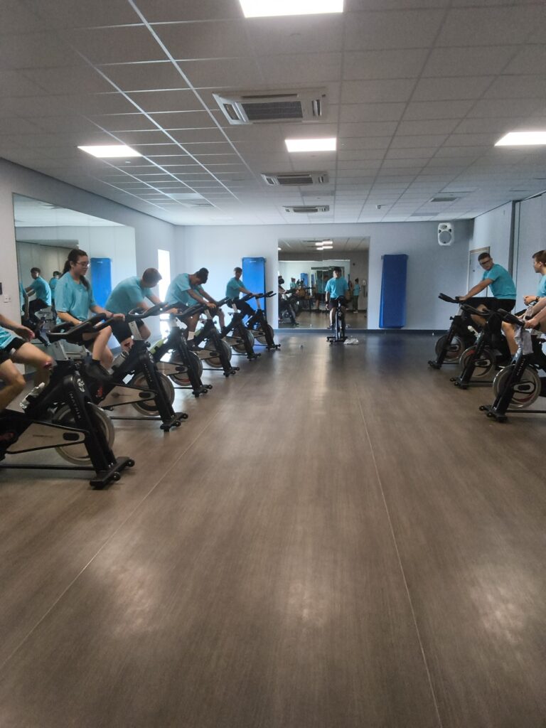 Heatwave can't stop Priory School's charity cyclists 4 Priory School students at Skyliner Gym cycle to raise money for the British Heart Foundation
