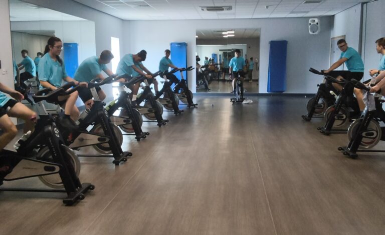 Priory students at Skyliner Gym cycle to raise money for the British Heart Foundation