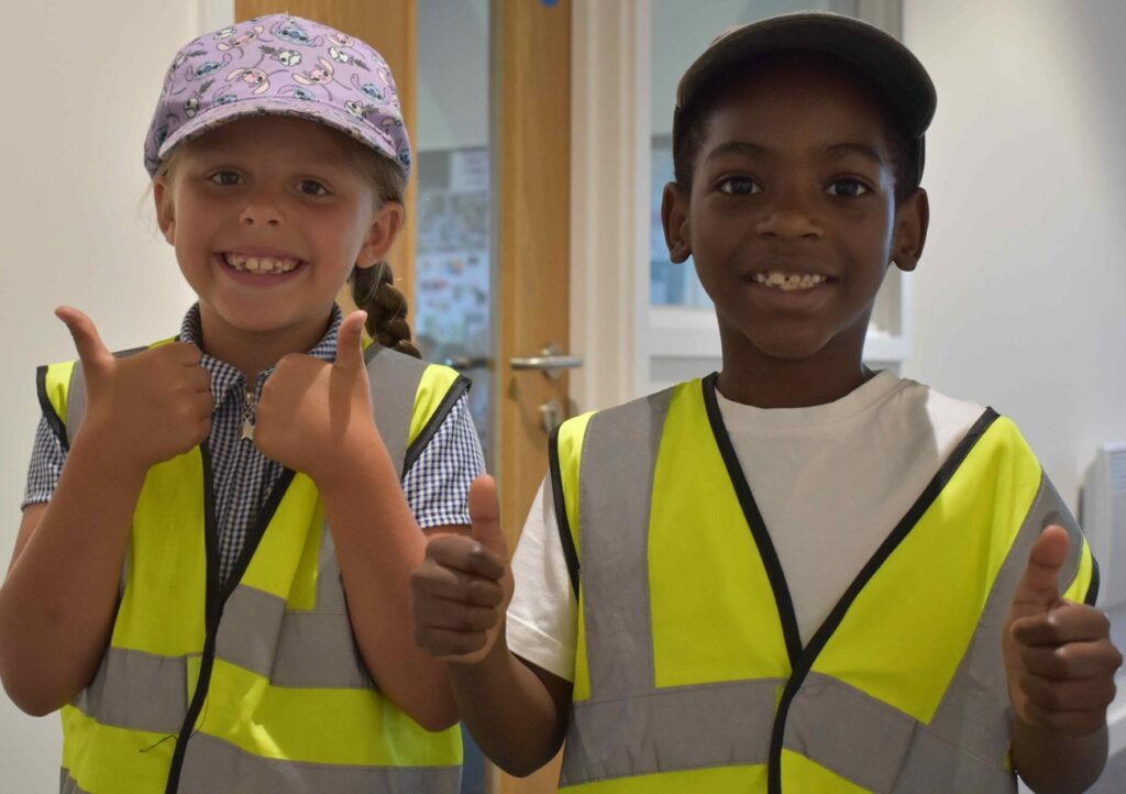 Cambridgeshire training centre gives over 150 primary school children a window into the world of work - Skills Escalator Day 7 Thumbs up from Sol and Atalnta at the Skills Escalator Day in Chatteris