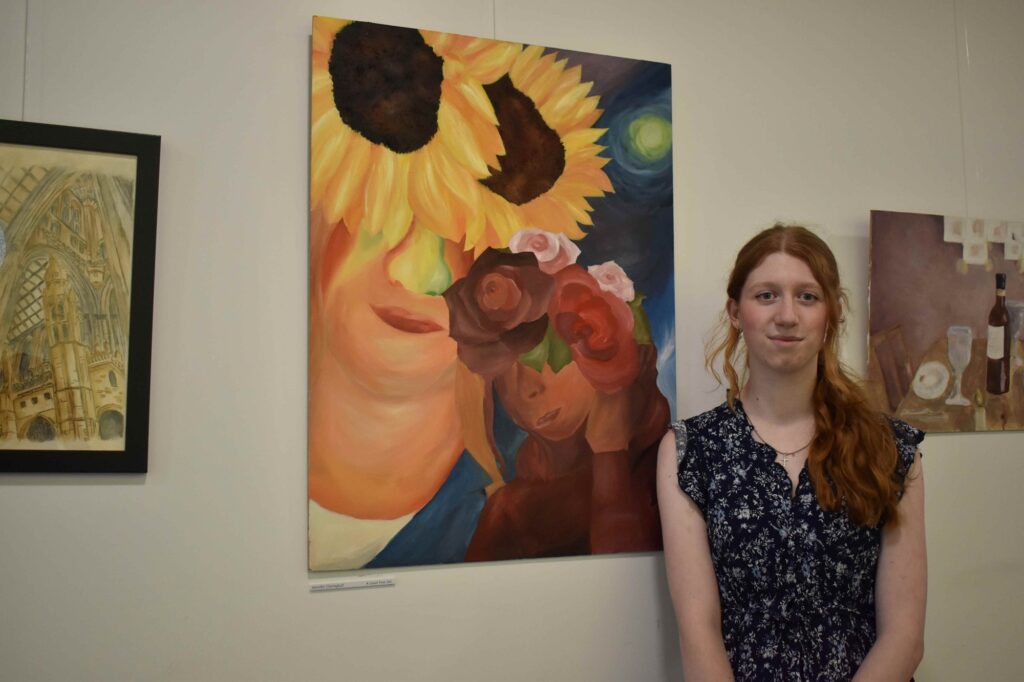 Talented artists brush up nicely as they are celebrated during annual One Sixth Form College Ipswich art extravaganza 4 Jenny Claringell from One Sixth Form College by her artwork