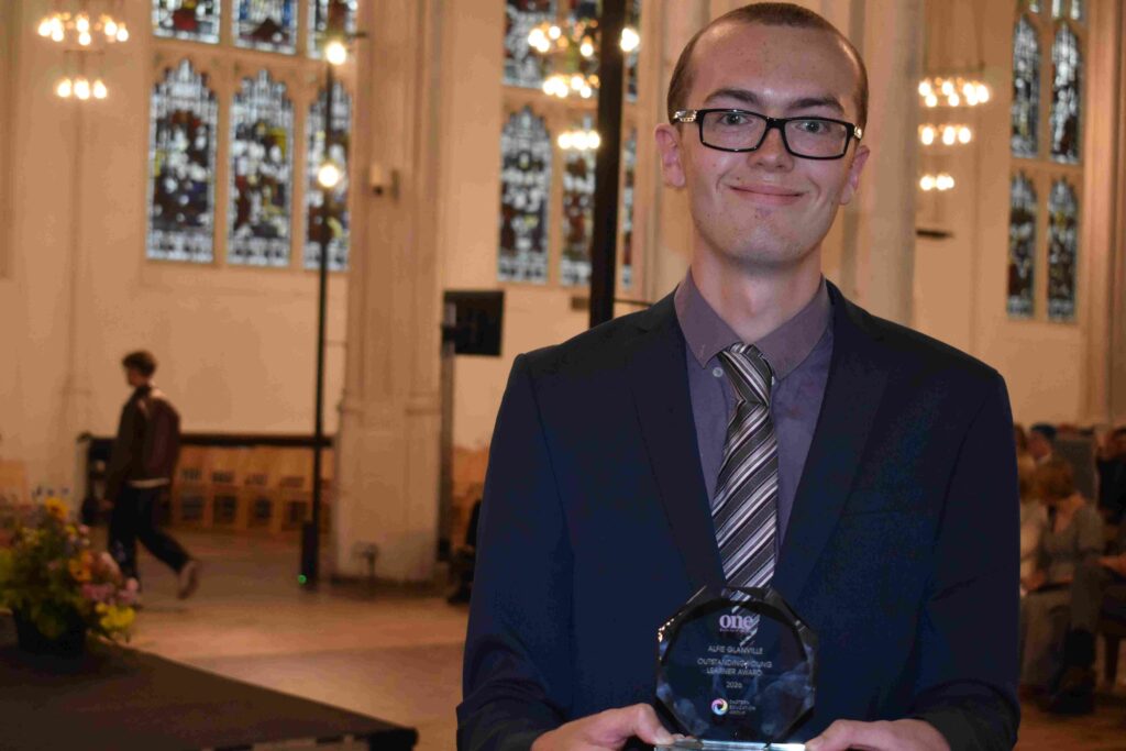 Alfie Glanville, 21, from Stowmarket received the Outstanding Young Learner Award
