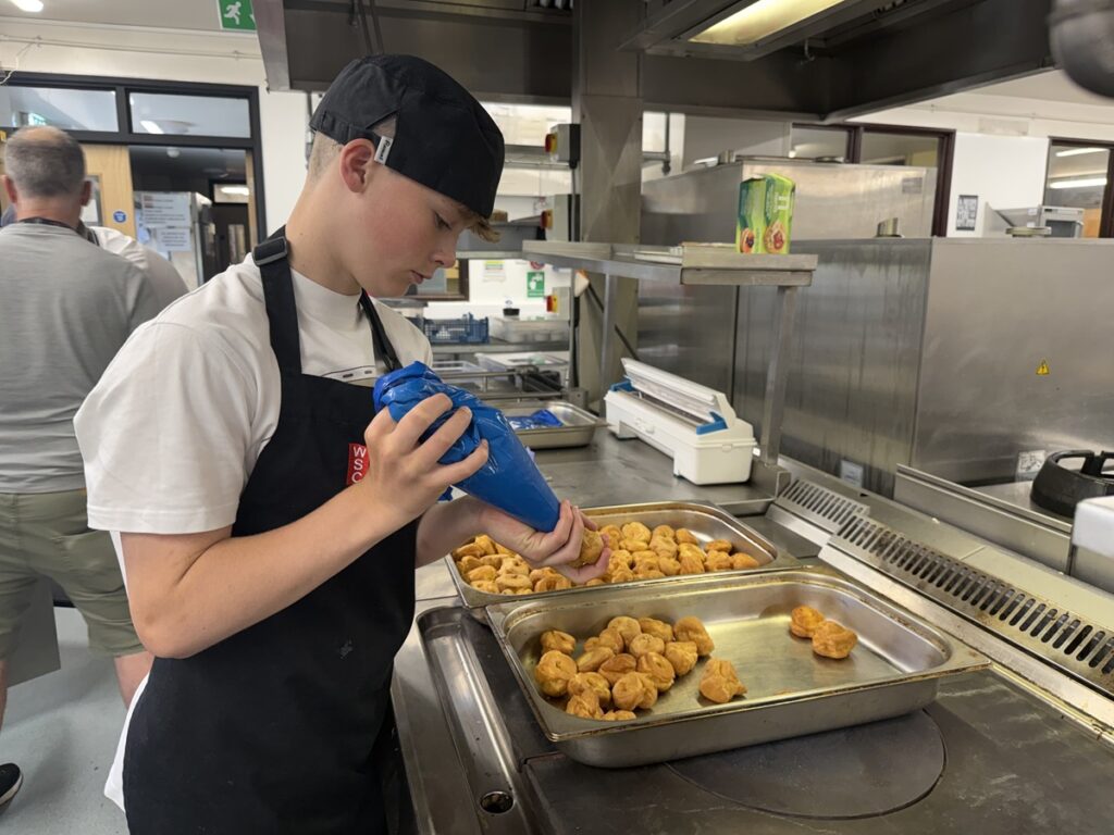 a student cooking