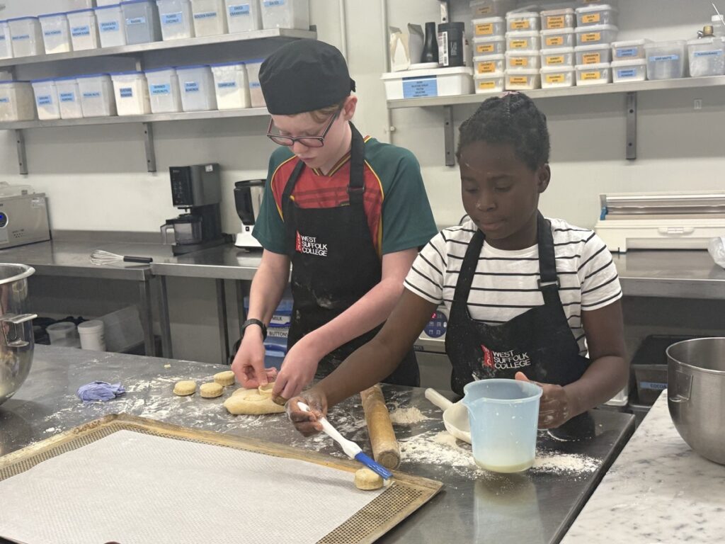 two students baking