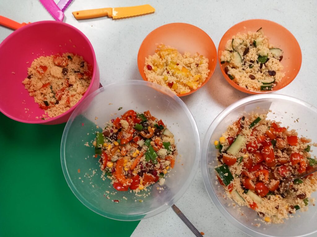 Easy, no-fire recipes taught the children how to safely chop and prepare meals