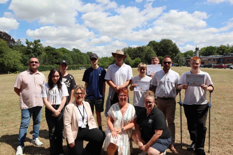 Priory School hosted a mini graduation event to celebrate students completition of a construction course