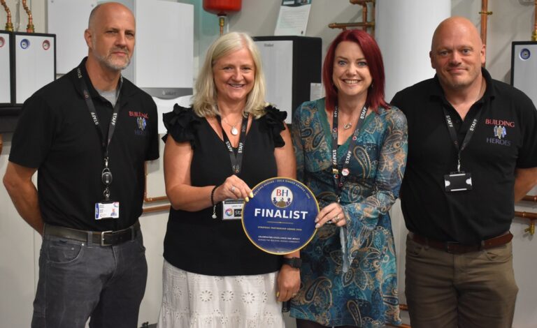 College gets award nomination for their work in helping retrain armed forces personnel in construction skills 4 Kevin Bailey, Deborah Barton, Bex Hammond and Ben Rowlinson from Eastern Education Group celebrate being nominated for a Building Heroes Strategic Partnership Award