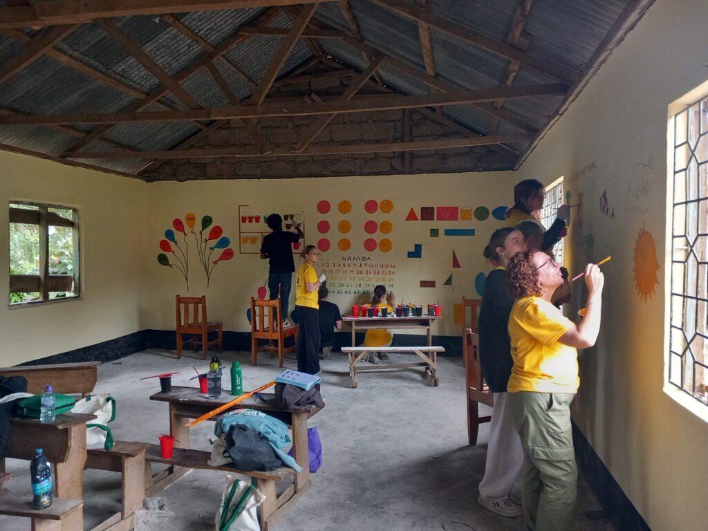 The students worked alongside locals to help bring life back to the classrooms
