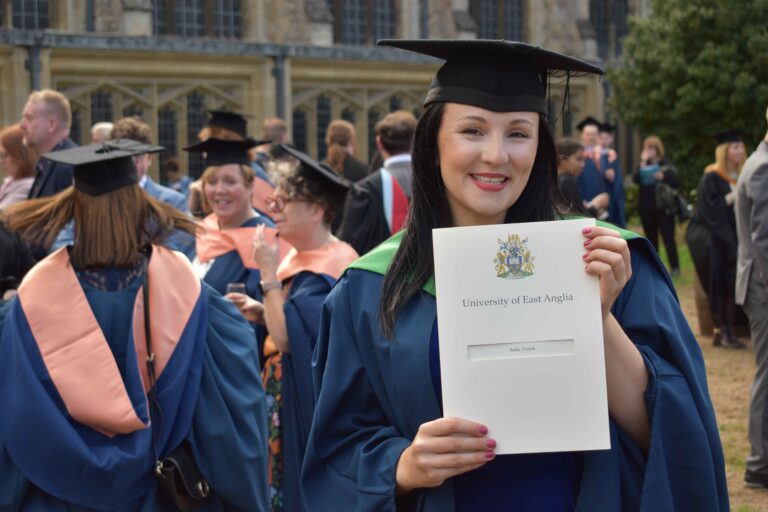 Sadie French with her degree - she also did a speech on bahalf of all University Studies at West Suffolk College students