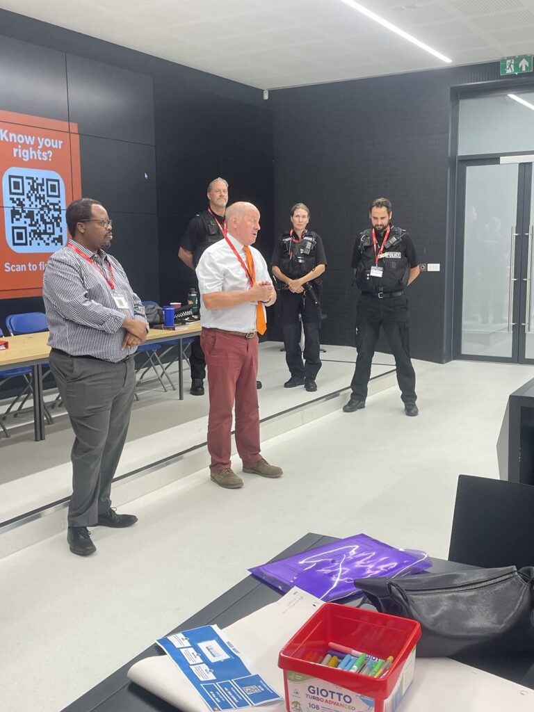 Police and Crime Commissioner for Suffolk Tim Passmore in the XR Lab being scrutinised by students